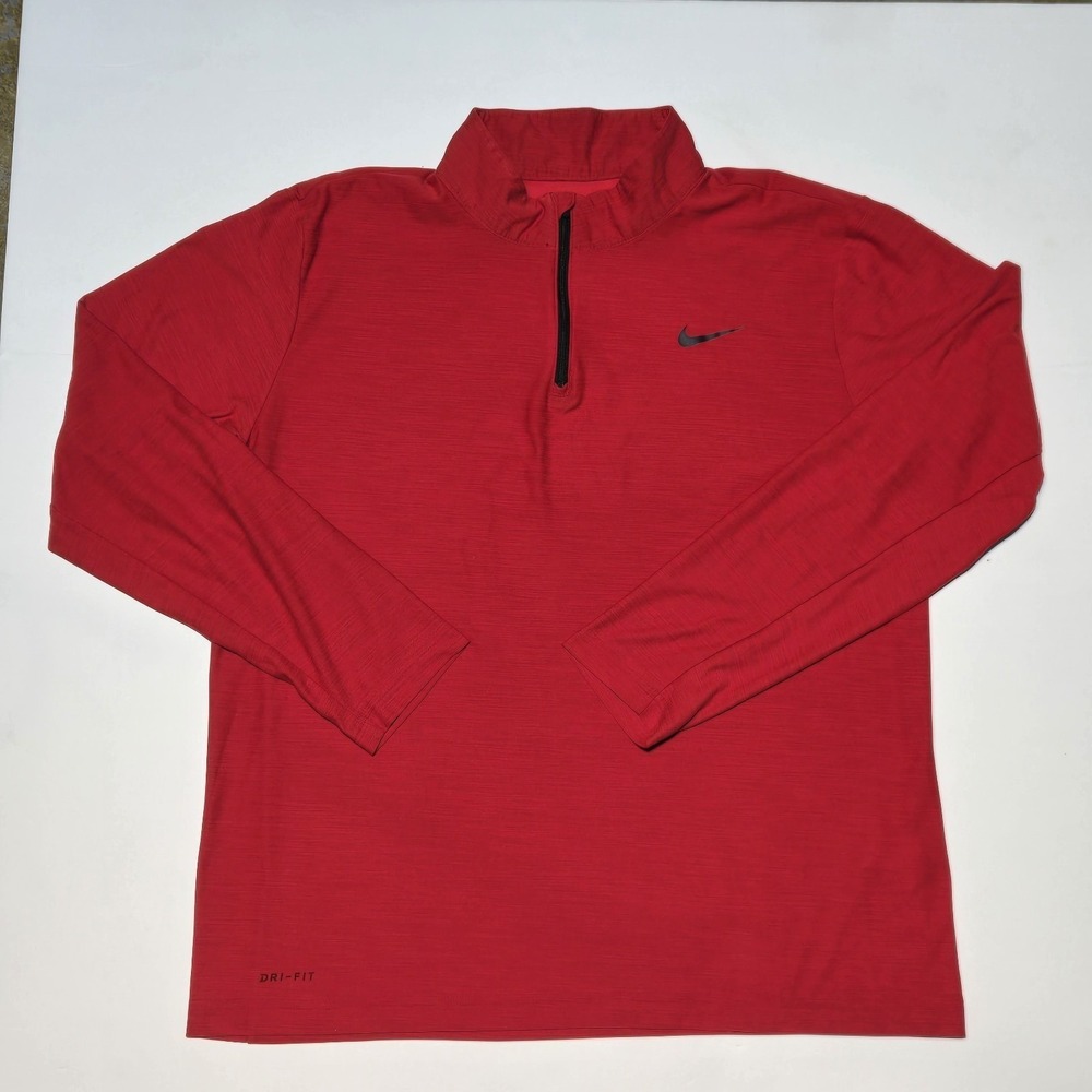 Nike Dri-FIT 1/4 Zip Pullover Mens Large Red Long Sleeve Athletic Running Top